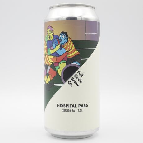 This is a can of Full Circle Brew Co - Hospital Pass - 4% (440ml). It is a Session IPA craft beer available to buy from Ghost Whale, voted London's best craft beer shop.