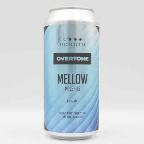 This is a can of Overtone - Mellow - 4% (440ml). It is a Pale Ale craft beer available to buy from Ghost Whale, voted London's best craft beer shop.