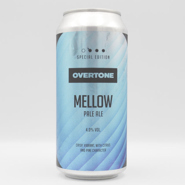 This is a can of Overtone - Mellow - 4% (440ml). It is a Pale Ale craft beer available to buy from Ghost Whale, voted London's best craft beer shop.