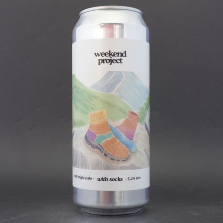 This is a can of Weekend Project / New Bristol Brewery - With Socks - 5.4% (500ml). It is a Pale Ale craft beer available to buy from Ghost Whale, voted London's best craft beer shop.