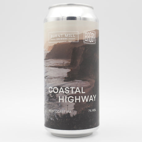 This is a can of Burnt Mill - Coastal Highway - 7% (440ml). It is a IPA craft beer available to buy from Ghost Whale, voted London's best craft beer shop.