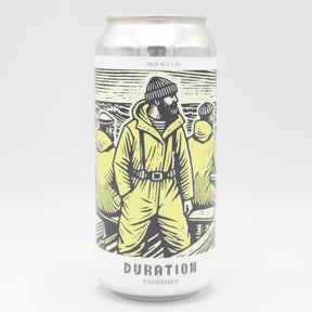 This is a can of Duration - Fishermen - 5.2% (440ml). It is a Pale Ale craft beer available to buy from Ghost Whale, voted London's best craft beer shop.