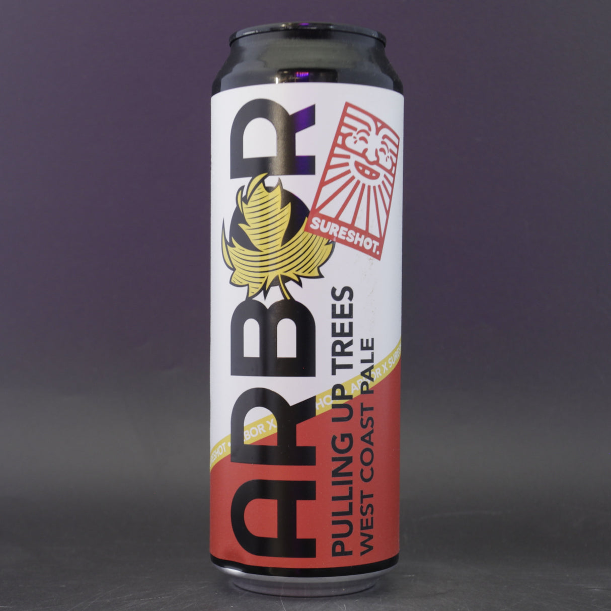 This is a can of Arbor / Sureshot - Pulling Up Trees - 4.5% (568ml). It is a Pale Ale craft beer available to buy from Ghost Whale, voted London's best craft beer shop.