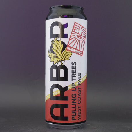 This is a can of Arbor / Sureshot - Pulling Up Trees - 4.5% (568ml). It is a Pale Ale craft beer available to buy from Ghost Whale, voted London's best craft beer shop.