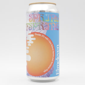 This is a can of Elmeleven - Spring Offspring - 8% (440ml). It is a Double IPA craft beer available to buy from Ghost Whale, voted London's best craft beer shop.