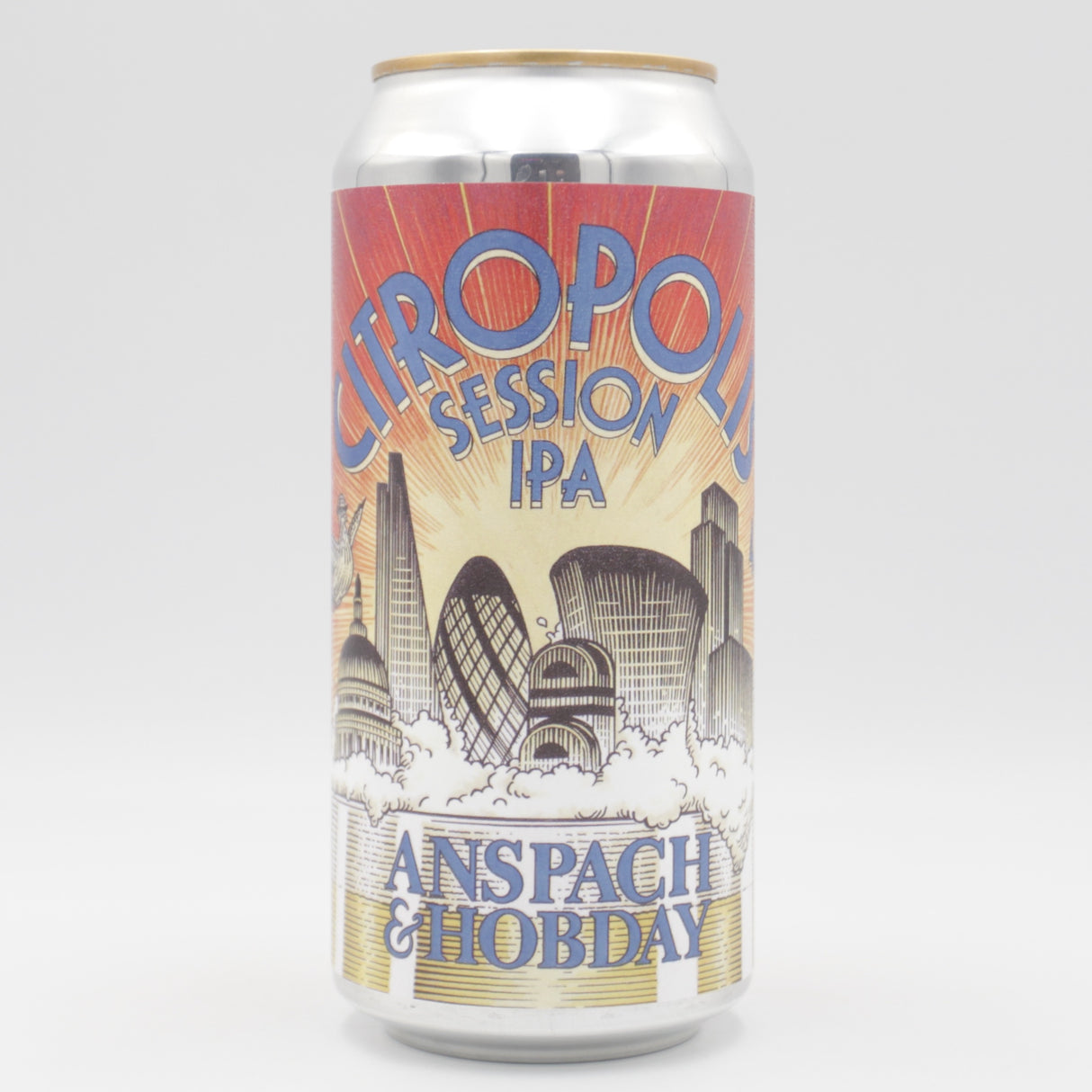 This is a can of Anspach & Hobday - Citropolis - 4.5% (440ml). It is a Pale Ale craft beer available to buy from Ghost Whale, voted London's best craft beer shop.