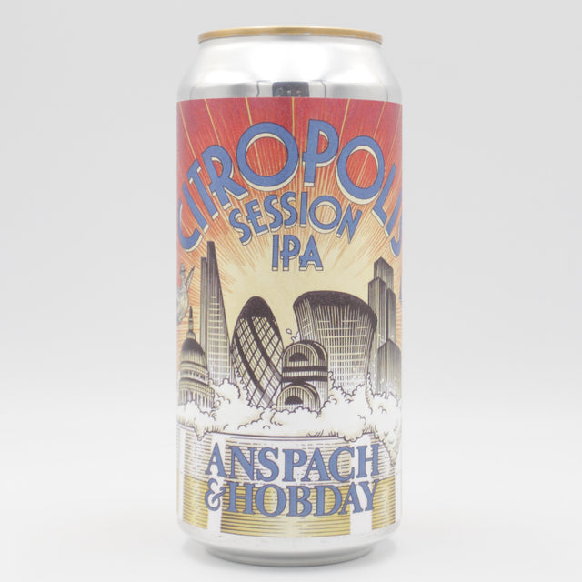 This is a can of Anspach & Hobday - Citropolis - 4.5% (440ml). It is a Pale Ale craft beer available to buy from Ghost Whale, voted London's best craft beer shop.