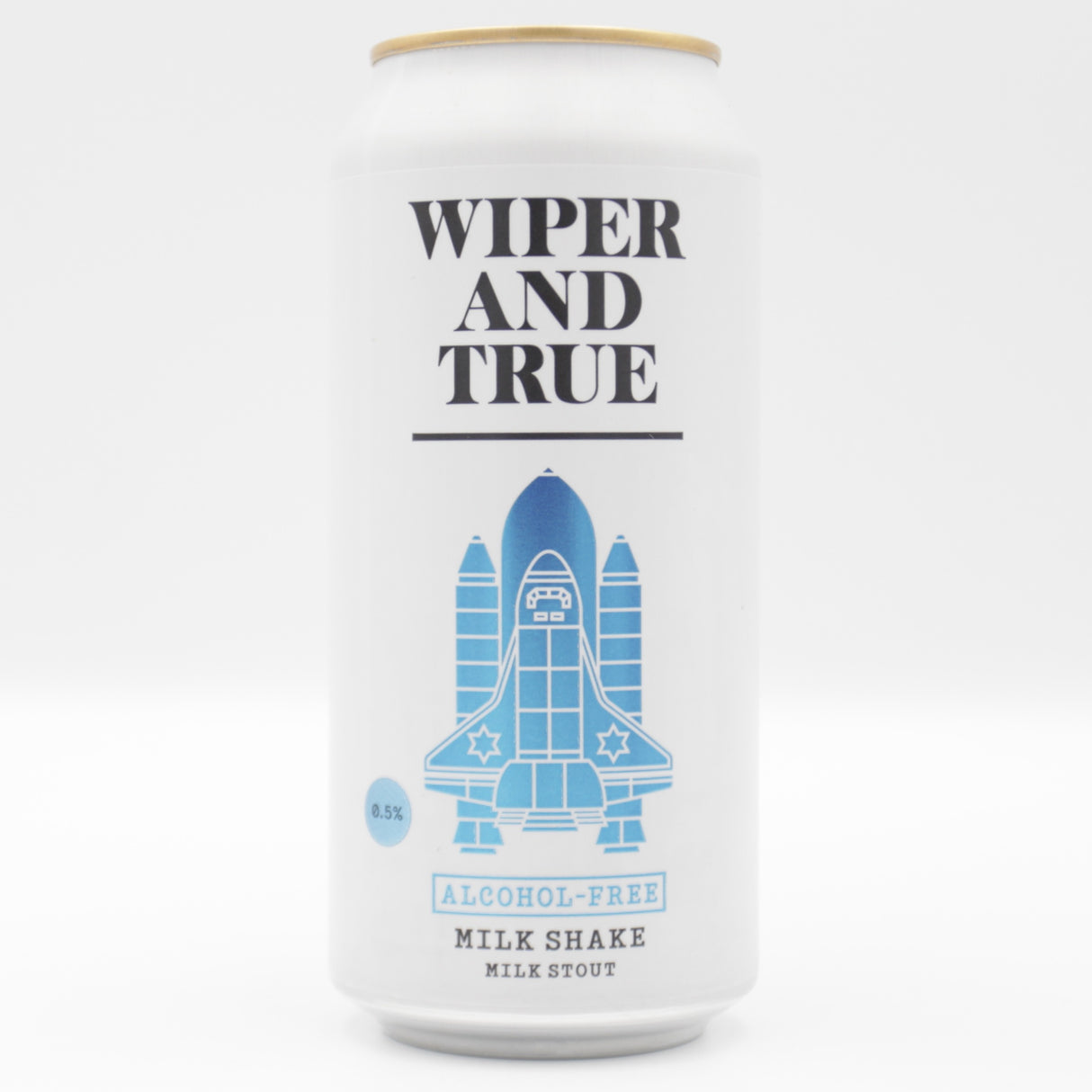 This is a can of Wiper And True - Milkshake Alcohol Free - 0.5% (440ml). It is a Stout / Porter craft beer available to buy from Ghost Whale, voted London's best craft beer shop.
