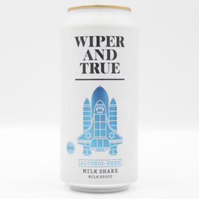 This is a can of Wiper And True - Milkshake Alcohol Free - 0.5% (440ml). It is a Stout / Porter craft beer available to buy from Ghost Whale, voted London's best craft beer shop.