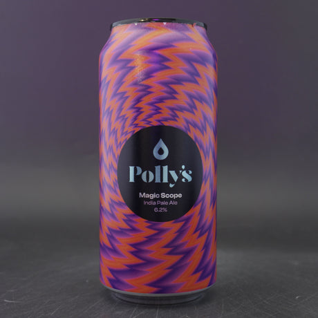 This is a can of Polly's Brew Co - Magic Scope - 6.2% (440ml). It is a IPA craft beer available to buy from Ghost Whale, voted London's best craft beer shop.