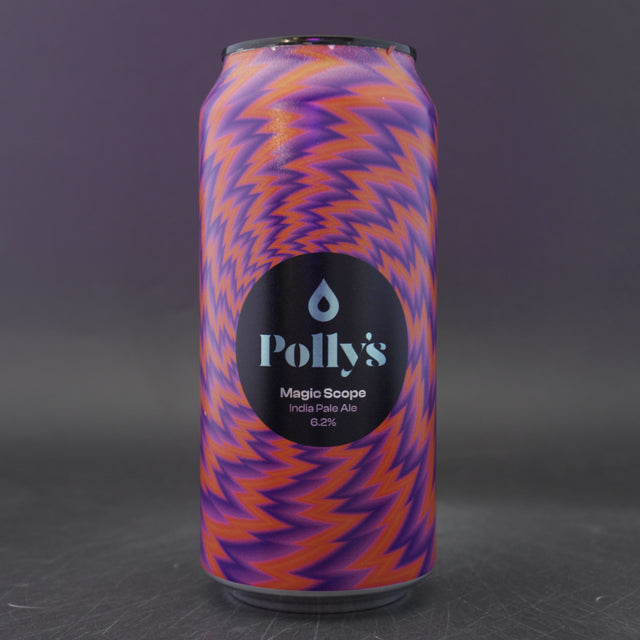 This is a can of Polly's Brew Co - Magic Scope - 6.2% (440ml). It is a IPA craft beer available to buy from Ghost Whale, voted London's best craft beer shop.