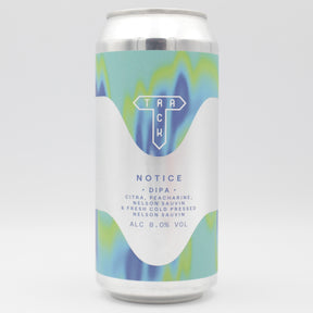 This is a can of Track - Notice - 8% (440ml). It is a Double IPA craft beer available to buy from Ghost Whale, voted London's best craft beer shop.