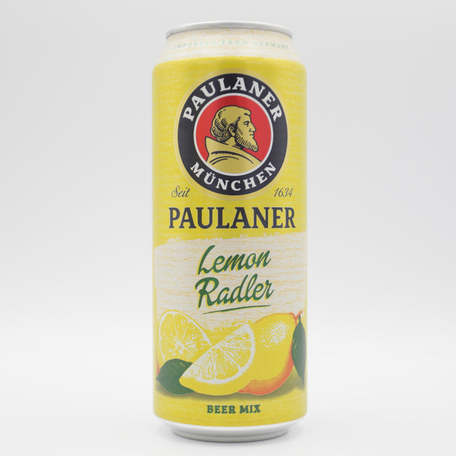 This is a can of Paulaner - Lemon Radler - 2.5% (500ml). It is a Radler craft beer available to buy from Ghost Whale, voted London's best craft beer shop.
