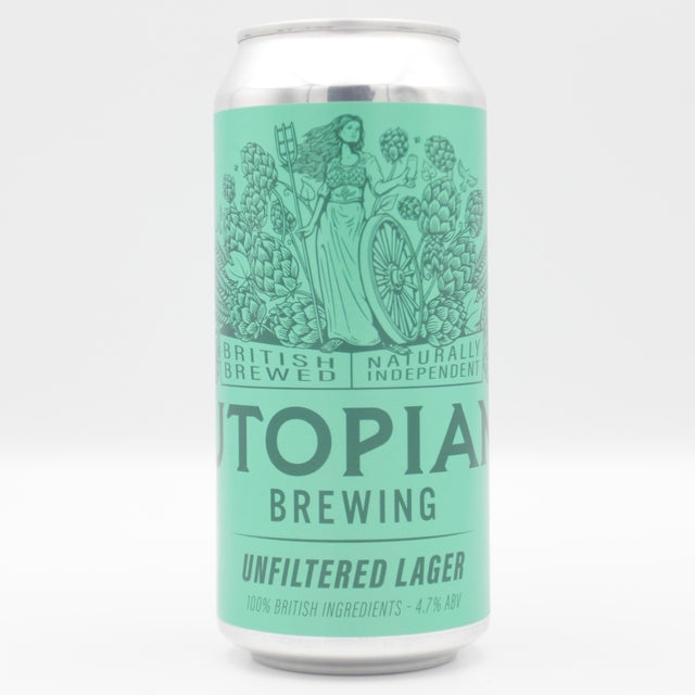 This is a can of Utopian - Unfiltered Lager - 4.7% (440ml). It is a Lager / Pilsner / Kölsch craft beer available to buy from Ghost Whale, voted London's best craft beer shop.