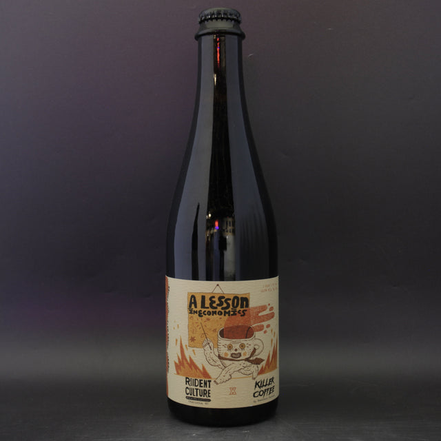 This is a bottle of Resident Culture - BBA A Lesson In Economics: Coffee - 13.5% (500ml). It is a Imperial Stout / Porter craft beer available to buy from Ghost Whale, voted London's best craft beer shop.