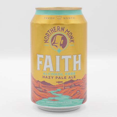 This is a can of Northern Monk - Faith Alcohol Free - 0.5% (330ml). It is a Pale Ale craft beer available to buy from Ghost Whale, voted London's best craft beer shop.