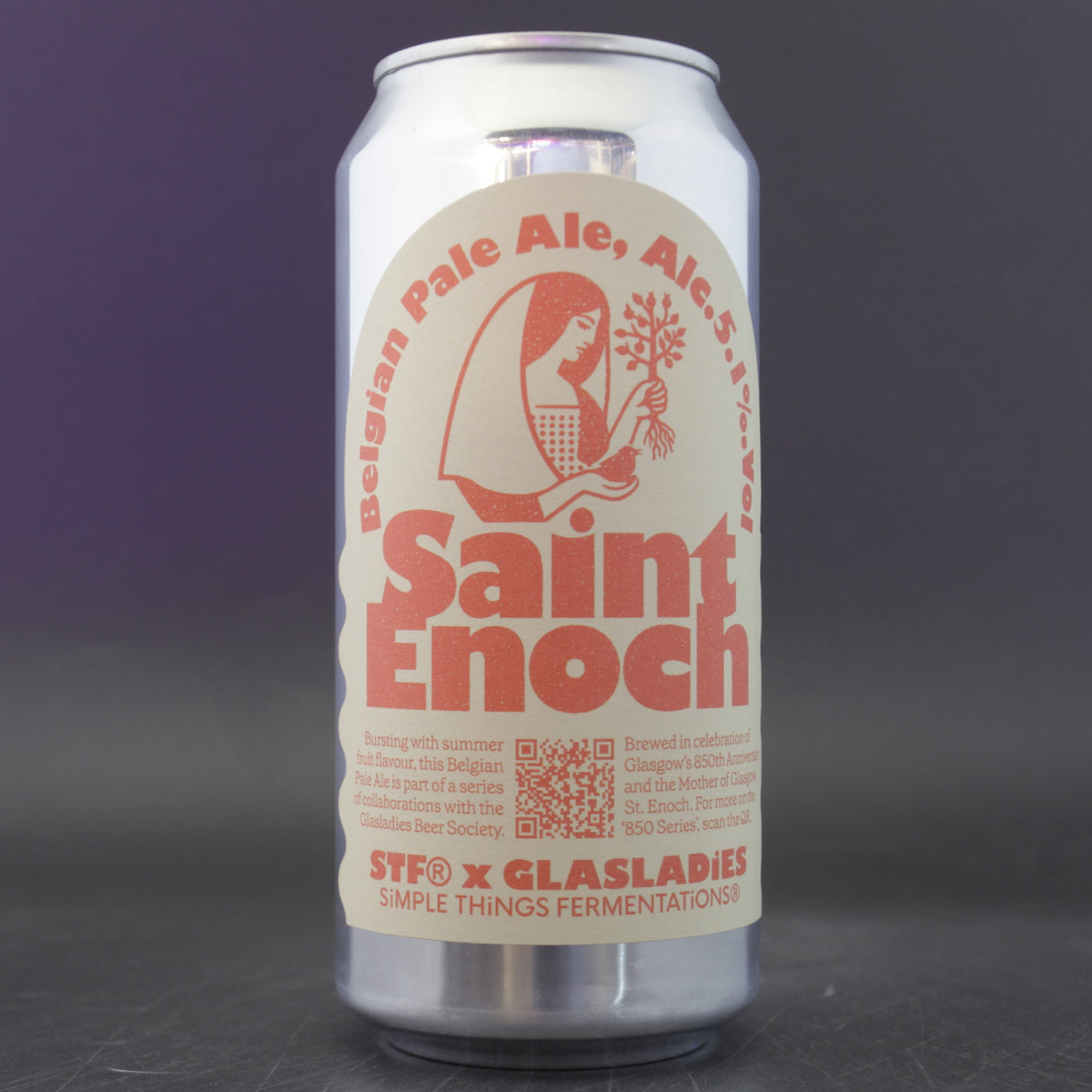 This is a can of Simple Things Fermentations - St Enoch - 5.1% (440ml). It is a Pale Ale craft beer available to buy from Ghost Whale, voted London's best craft beer shop.
