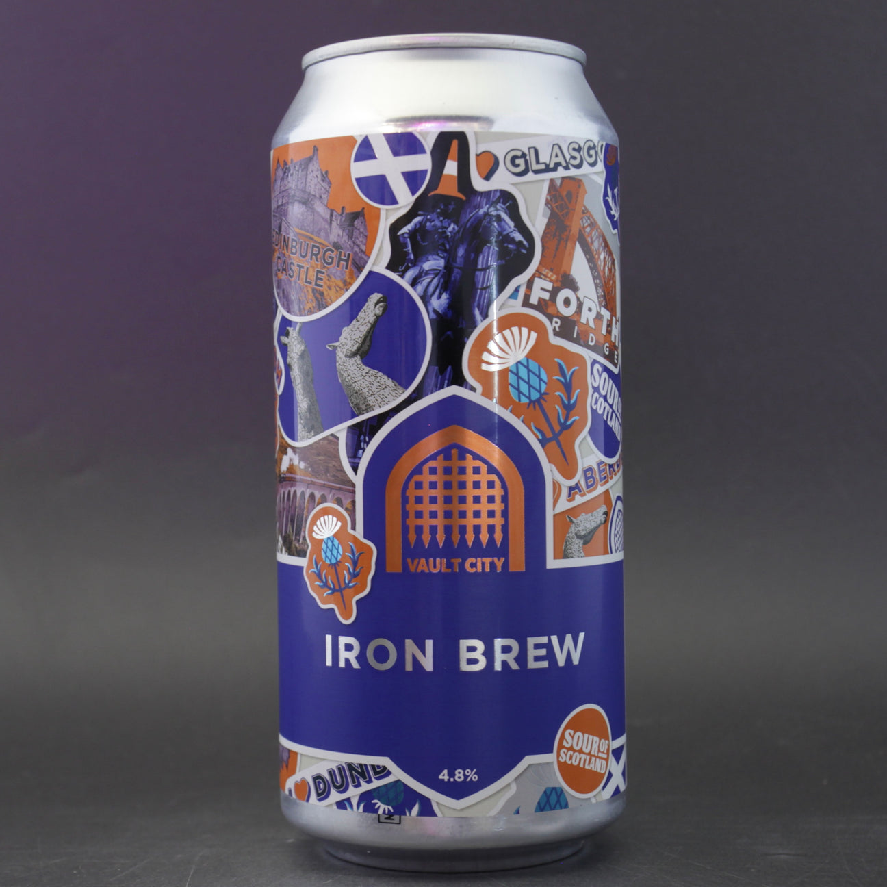 This is a can of Vault City - Iron Brew - 4.8% (440ml). It is a Sour craft beer available to buy from Ghost Whale, voted London's best craft beer shop.