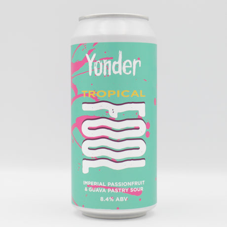 This is a can of Yonder - Tropical Fool - 8.4% (440ml). It is a Sour craft beer available to buy from Ghost Whale, voted London's best craft beer shop.