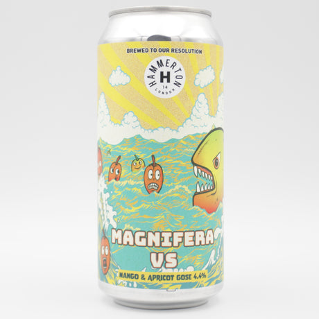 This is a can of Hammerton - Magnifera Vs - 4.4% (440ml). It is a Sour craft beer available to buy from Ghost Whale, voted London's best craft beer shop.