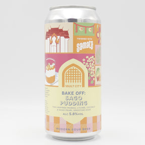 This is a can of Vault City / Samata Brewing - Bake Off: Sago Pudding - 5.8% (440ml). It is a Sour craft beer available to buy from Ghost Whale, voted London's best craft beer shop.