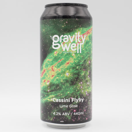 This is a can of Gravity Well - Cassini Flyby - 4.2% (440ml). It is a Gose craft beer available to buy from Ghost Whale, voted London's best craft beer shop.