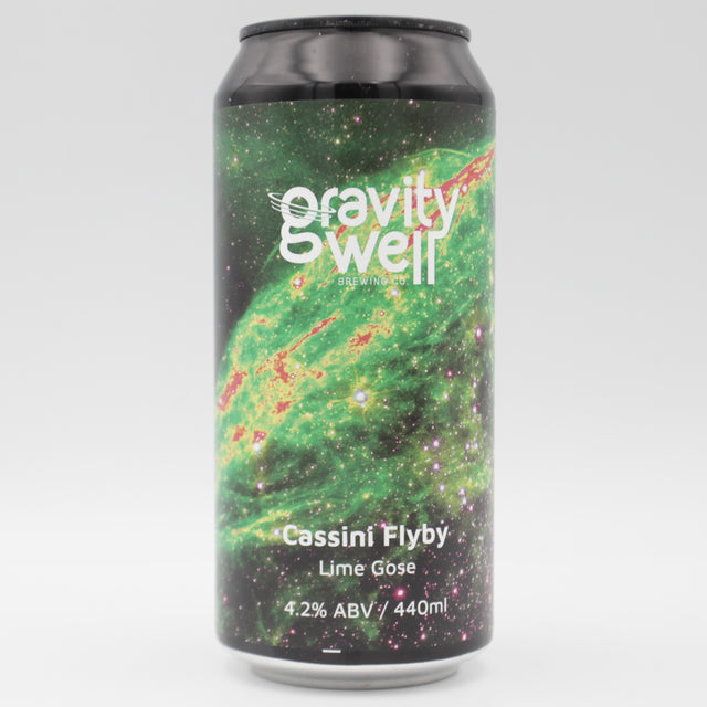 This is a can of Gravity Well - Cassini Flyby - 4.2% (440ml). It is a Gose craft beer available to buy from Ghost Whale, voted London's best craft beer shop.