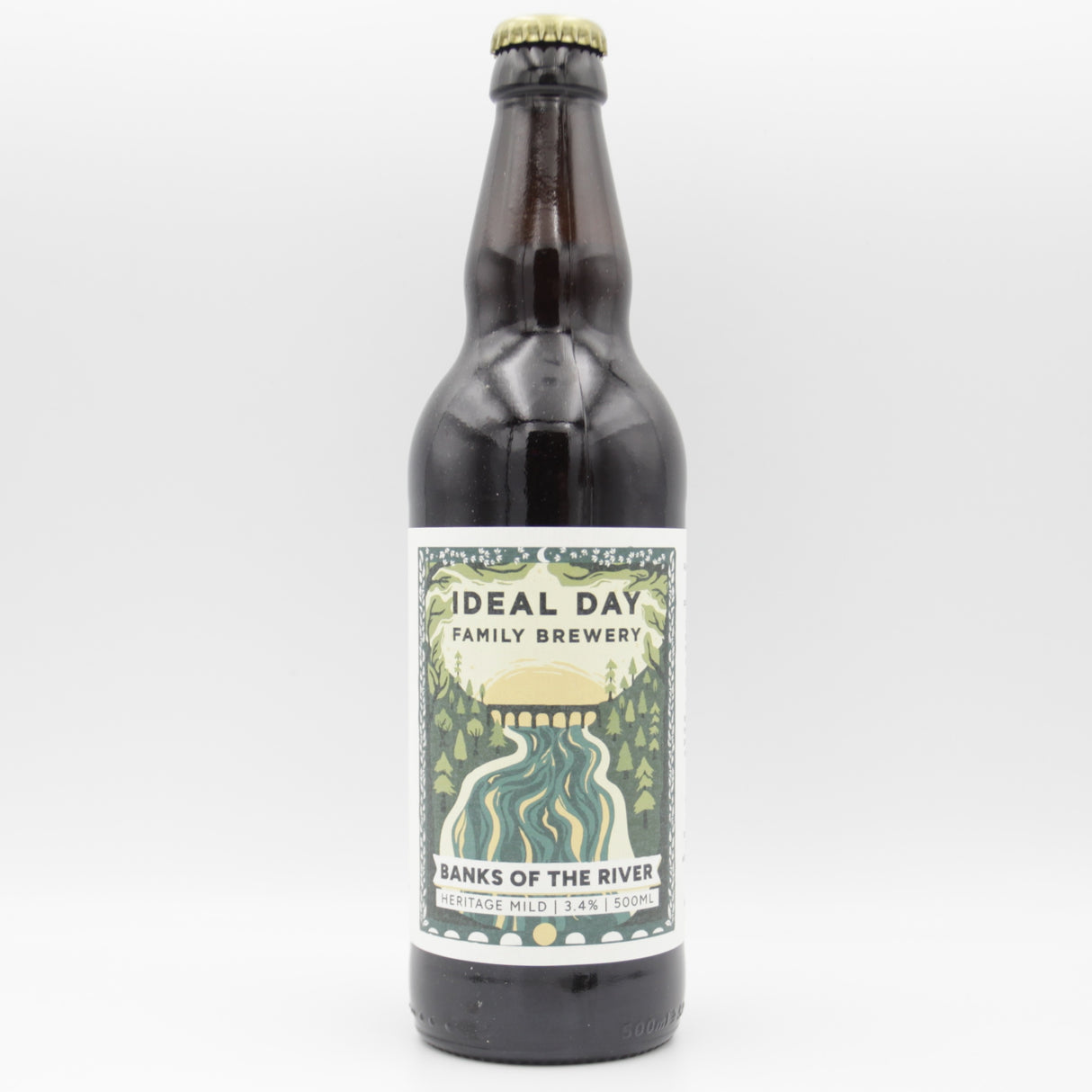 This is a bottle of Ideal Day - Banks Of The River - 3.4% (500ml). It is a Traditional English Ale craft beer available to buy from Ghost Whale, voted London's best craft beer shop.