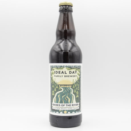 This is a bottle of Ideal Day - Banks Of The River - 3.4% (500ml). It is a Traditional English Ale craft beer available to buy from Ghost Whale, voted London's best craft beer shop.