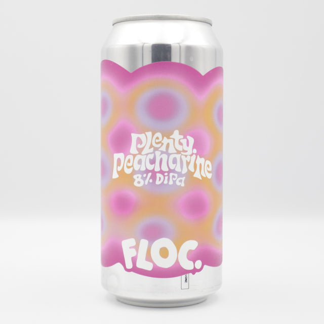This is a can of Floc - Plenty Peacharine - 8% (440ml). It is a Double IPA craft beer available to buy from Ghost Whale, voted London's best craft beer shop.