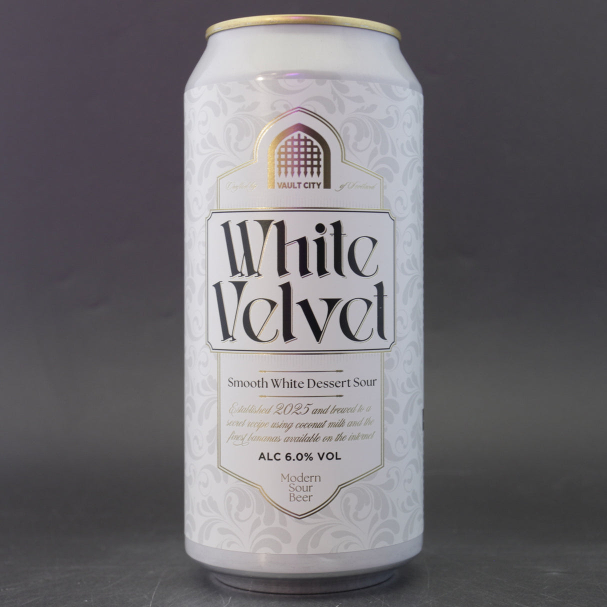 This is a can of Vault City - White Velvet - 6% (440ml). It is a Sour craft beer available to buy from Ghost Whale, voted London's best craft beer shop.