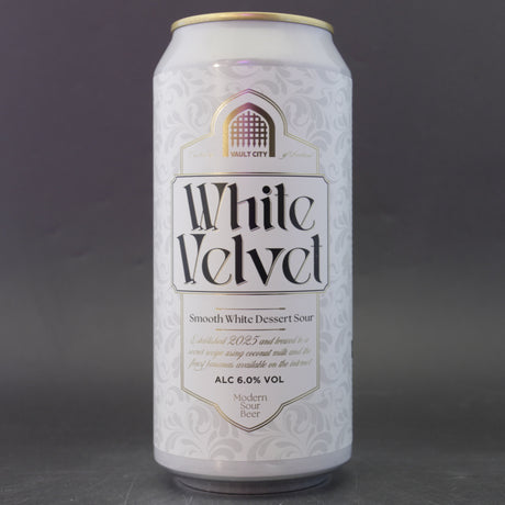 This is a can of Vault City - White Velvet - 6% (440ml). It is a Sour craft beer available to buy from Ghost Whale, voted London's best craft beer shop.