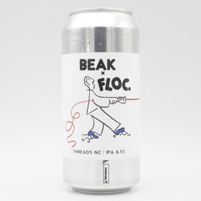 This is a can of Beak / Floc - Threads 2026 - 6.5% (440ml). It is a IPA craft beer available to buy from Ghost Whale, voted London's best craft beer shop.
