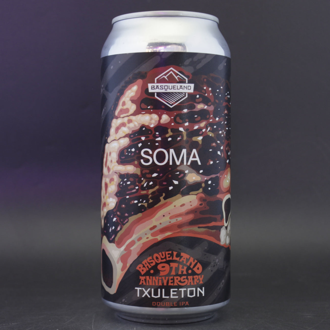 This is a can of Basqueland / SOMA - Txuleton - 8% (440ml). It is a Double IPA craft beer available to buy from Ghost Whale, voted London's best craft beer shop.