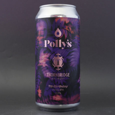 This is a can of Polly's Brew Co / Thornbridge - 7th Birthday: White IPA - 6.8% (440ml). It is a IPA craft beer available to buy from Ghost Whale, voted London's best craft beer shop.