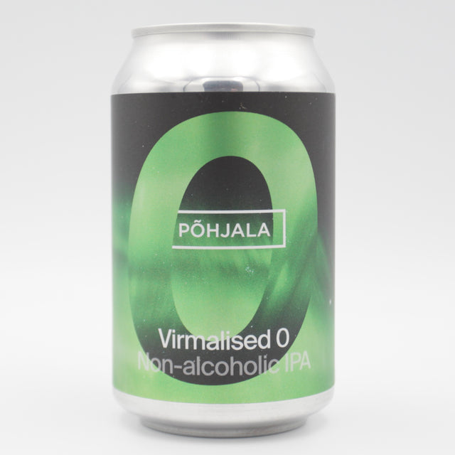 This is a can of Põhjala - Virmalised 0 - 0.5% (330ml). It is a IPA craft beer available to buy from Ghost Whale, voted London's best craft beer shop.