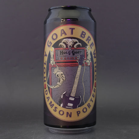 This is a can of Holy Goat - Damson Porter - 5.4% (440ml). It is a Stout / Porter craft beer available to buy from Ghost Whale, voted London's best craft beer shop.