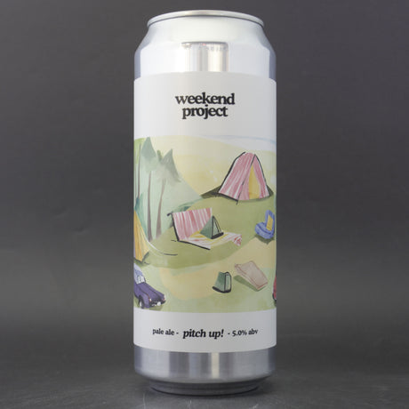 This is a can of Weekend Project - Pitch Up - 5% (500ml). It is a Pale Ale craft beer available to buy from Ghost Whale, voted London's best craft beer shop.