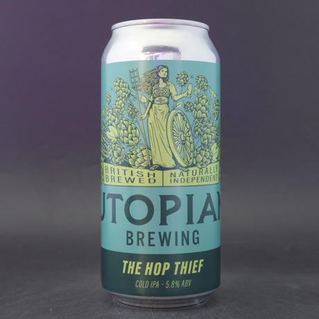 This is a can of Utopian - The Hop Thief - 5.8% (440ml). It is a IPA craft beer available to buy from Ghost Whale, voted London's best craft beer shop.