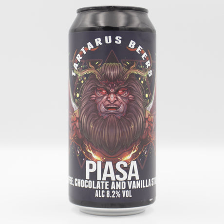 This is a can of Tartarus - Piasa - 8.2% (440ml). It is a Stout / Porter craft beer available to buy from Ghost Whale, voted London's best craft beer shop.
