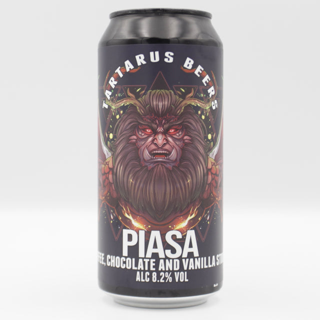 This is a can of Tartarus - Piasa - 8.2% (440ml). It is a Stout / Porter craft beer available to buy from Ghost Whale, voted London's best craft beer shop.