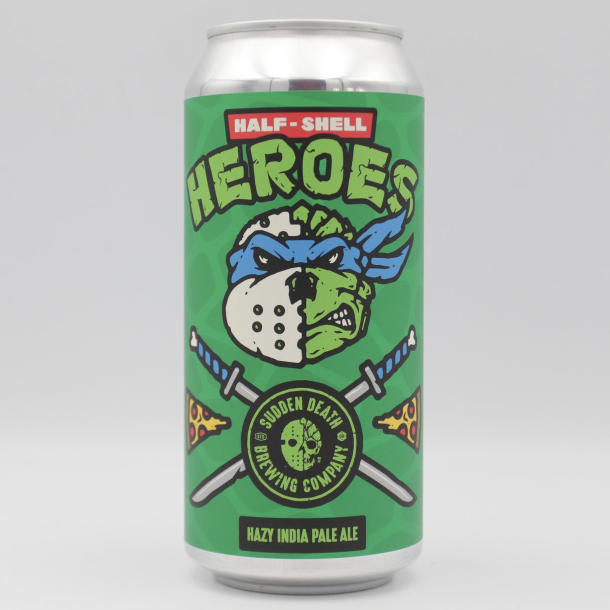 This is a can of Sudden Death - Halfshell Heroes: The Blue Edition - 6% (440ml). It is a IPA craft beer available to buy from Ghost Whale, voted London's best craft beer shop.