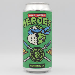 This is a can of Sudden Death - Halfshell Heroes: The Blue Edition - 6% (440ml). It is a IPA craft beer available to buy from Ghost Whale, voted London's best craft beer shop.