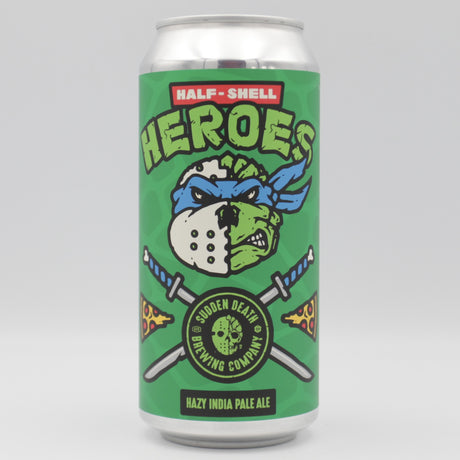 This is a can of Sudden Death - Halfshell Heroes: The Blue Edition - 6% (440ml). It is a IPA craft beer available to buy from Ghost Whale, voted London's best craft beer shop.