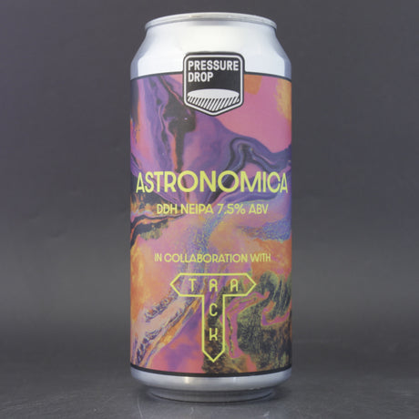 This is a can of Pressure Drop / Track - Astronomica - 7.5% (440ml). It is a IPA craft beer available to buy from Ghost Whale, voted London's best craft beer shop.