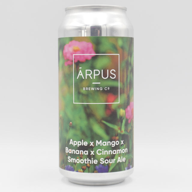 This is a can of Arpus Brewing Co - Apple x Mango x Banana x Cinnamon Smoothie Sour Ale - 4.5% (440ml). It is a Sour craft beer available to buy from Ghost Whale, voted London's best craft beer shop.