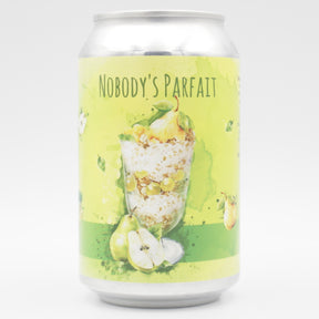 This is a can of Alchemik - Nobody's Parfait: Pear, White Grape, & Cinnamon - 5.5% (330ml). It is a Sour craft beer available to buy from Ghost Whale, voted London's best craft beer shop.