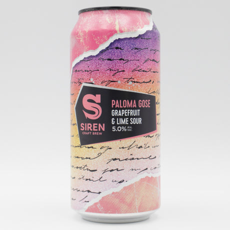 This is a can of Siren - Paloma Gose - 5% (440ml). It is a Gose craft beer available to buy from Ghost Whale, voted London's best craft beer shop.