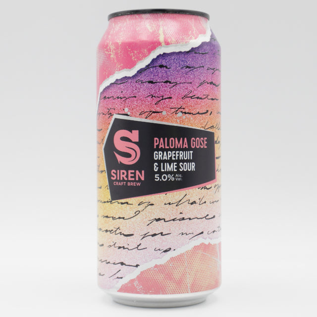 This is a can of Siren - Paloma Gose - 5% (440ml). It is a Gose craft beer available to buy from Ghost Whale, voted London's best craft beer shop.