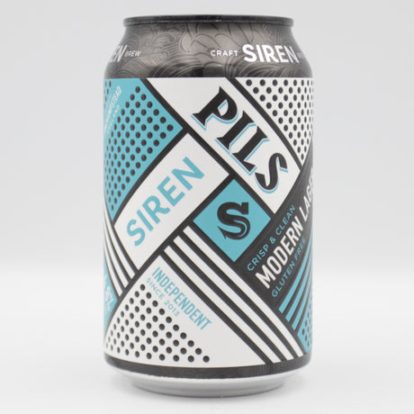 This is a can of Siren - Siren Pils - 4.8% (330ml). It is a Lager / Pilsner / Kölsch craft beer available to buy from Ghost Whale, voted London's best craft beer shop.